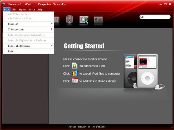 Screenshot af 3herosoft iPod to Computer Transfer