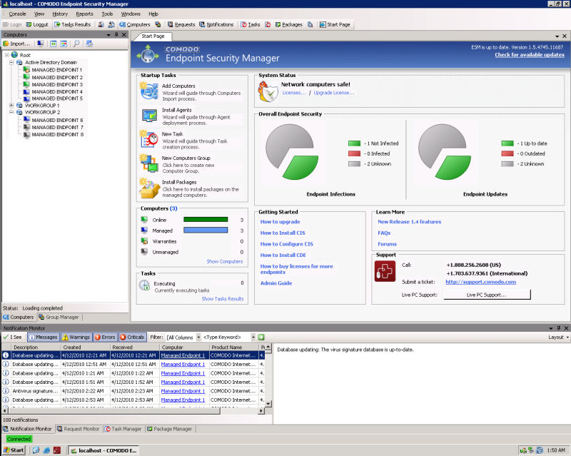 Screenshot af Comodo Endpoint Security Manager
