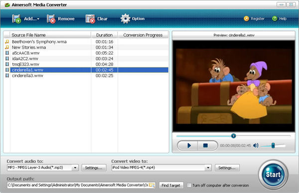 Screenshot af Aimersoft DRM Media Converter