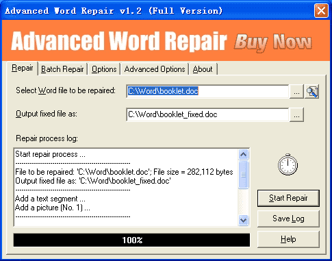 Screenshot af Advanced Word Repair