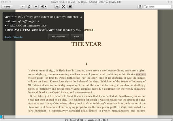 Screenshot af Kindle for Mac