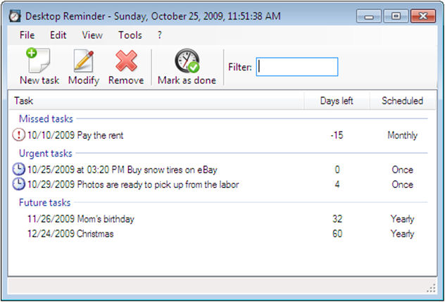 Screenshot af Desktop-Reminder