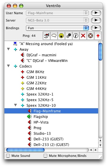 Screenshot af Ventrilo til Mac