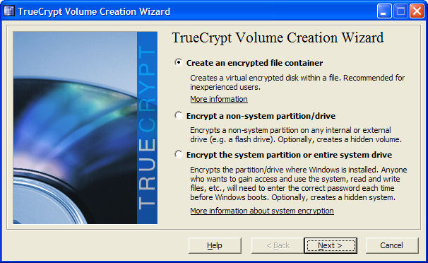 Screenshot af TrueCrypt til Mac