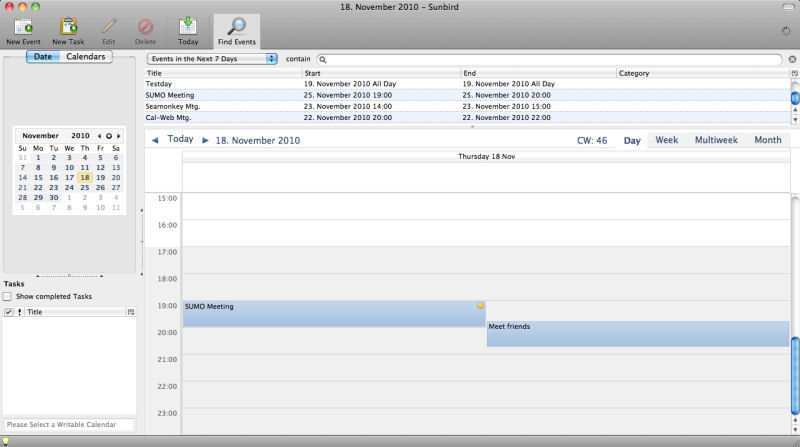 Screenshot af Mozilla Sunbird til Mac