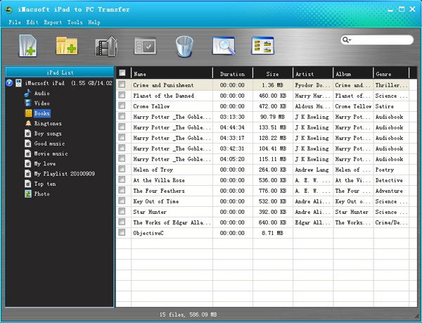 Screenshot af iMacsoft iPad to PC Transfer