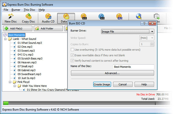 Screenshot af Express Burn Disc Burning Software til Mac