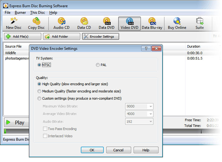 Screenshot af Express Burn Disc Burning Software til Mac