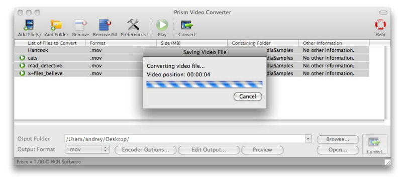 Screenshot af Prism Video Converter til Mac