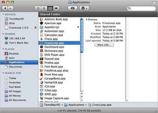 Screenshot af CrossLoop til Mac