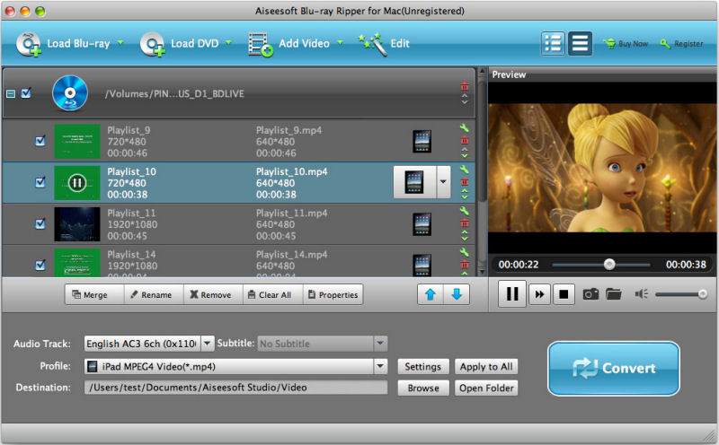 Screenshot af Aiseesoft Blu-ray Ripper til Mac