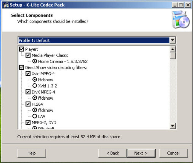 Screenshot af K-Lite Codec Pack Basic