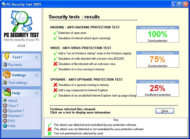 Screenshot af PC Security Test